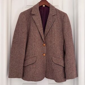 Cross Country Juniors Classic Plaid 100% Wool Equestrian Blazer Size Small